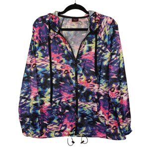 MATERIAL GIRL ACTIVE Windbreaker Jacket Lightweight Colorful Bright Print Black